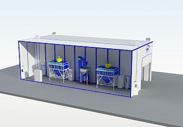 Дробеструйная камера уличного исполнения проходного типа SPK-20.11.7 для машин специального назначения